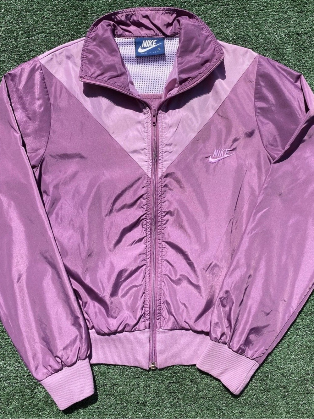 VTG 80’s Nike Spellout Swoosh Colorblock Windbreaker Jacket Womens XXS USA Made